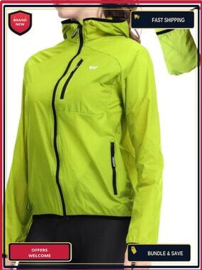 Lightweight Water-Resistant Reflective Hooded Cycling Rain Jacket for Women